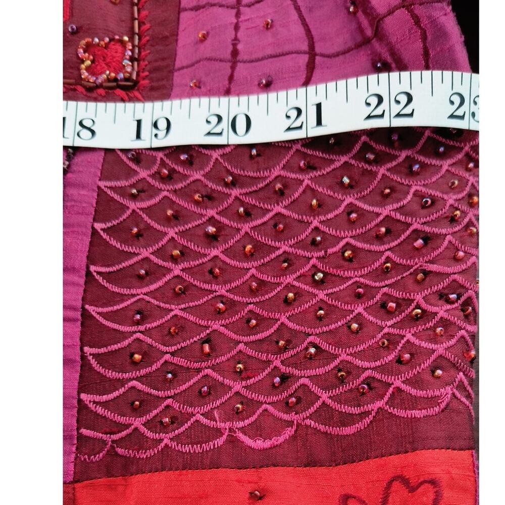 Chicos Design 100% Silk Beaded Patchwork Shirt Jacket Boho Art to Wear Shacket - Picture 13 of 16